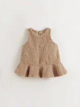 Young Girls Baby Cute Cloud Embroidery Ruffle Hem Plush Jumper Dress, Autumn/Winter